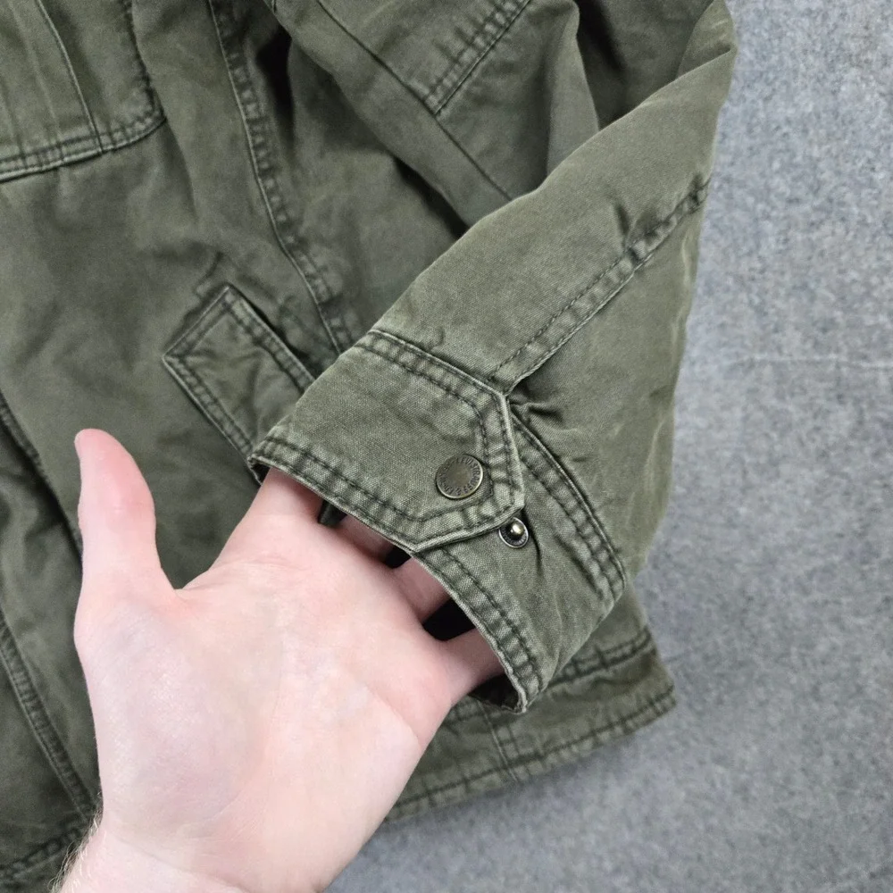 Levi's Military Field Jacket Mens Medium Green Sherpa Lined Hooded Workwear Coat - Picture 4 of 10